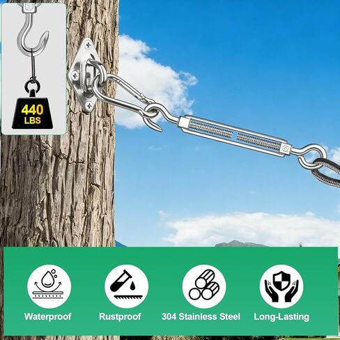 10 قطع M8 هوك وعين وصلة ربط المقطورة 304 من الفولاذ المقاوم للصدأ، شدادات شديدة التحمل لشد حبل السلك، أجهزة خيمة تظليل الشمس، تركيب خيمة in Kuwait