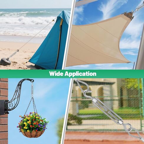 10 قطع M8 هوك وعين وصلة ربط المقطورة 304 من الفولاذ المقاوم للصدأ، شدادات شديدة التحمل لشد حبل السلك، أجهزة خيمة تظليل الشمس، تركيب خيمة in Kuwait