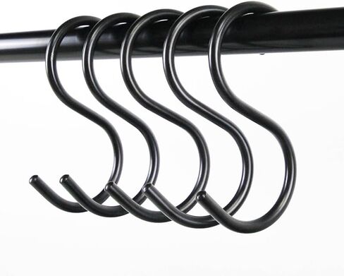 Generic 10pcs S-Shaped Hooks, Heavy-Duty Anti-Slip, Thick Metal, Black, Used For Hanging Plants, Wardrobes, Gardens, Kitchen Accessories in Saudi Arabia