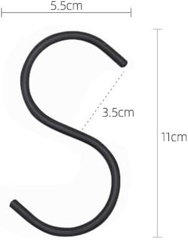Generic 10pcs S-Shaped Hooks, Heavy-Duty Anti-Slip, Thick Metal, Black, Used For Hanging Plants, Wardrobes, Gardens, Kitchen Accessories in Saudi Arabia