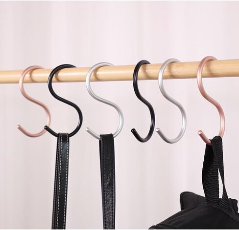 Generic 10pcs S-Shaped Hooks, Heavy-Duty Anti-Slip, Thick Metal, Black, Used For Hanging Plants, Wardrobes, Gardens, Kitchen Accessories in Saudi Arabia