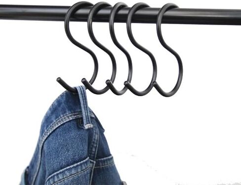 Generic 10pcs S-Shaped Hooks, Heavy-Duty Anti-Slip, Thick Metal, Black, Used For Hanging Plants, Wardrobes, Gardens, Kitchen Accessories in Saudi Arabia