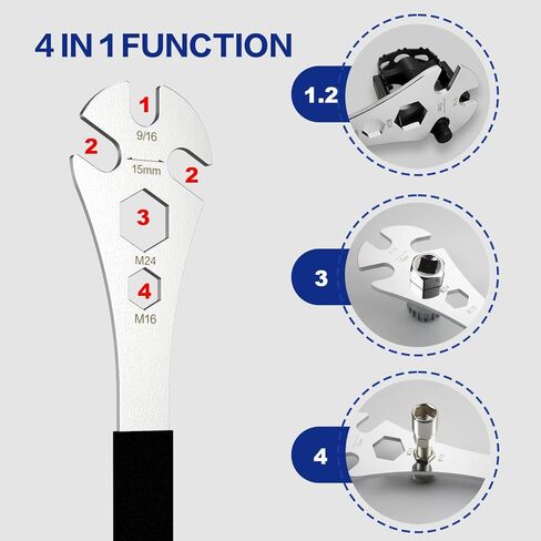 Bike Pedal Wrench, Cr-V Steel Super Hard Bicycle Pedals Removal Tool, Bicycle Pedal Wrench with Rubber Grip for Road Mountain E-Bike in Saudi Arabia