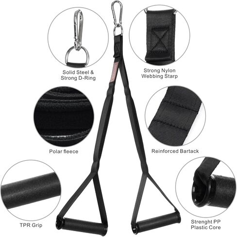 Triceps Rope Handles Gym Cable Machine Attachment TPR Anti Slip Handles 2 Loops Long Strap Fit for Pushdowns Face Pulls Crunches Overhead Extensions Biceps Curl in Saudi Arabia