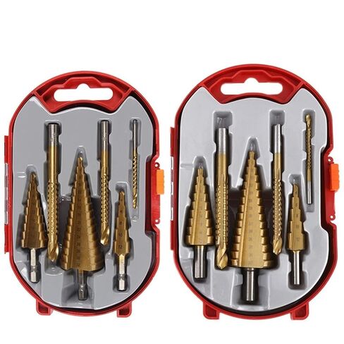 6 قطع منشار خطوة لقم الثقب مجموعة ثقب معدني لأعمال النجارة أداة أساسية مخروطية 4-12/4-20/4-32/3/6/8 مم (اللون: المجموعة C) in Kuwait