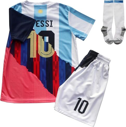 ORGBRAIN Leo. Trio Set #10 New Football Soccer Kids Jersey Shorts Socks Set Youth Sizes in Saudi Arabia