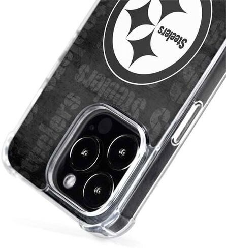 Skinit Phone Case Compatible with MagSafe iPhone 15 Pro - Officially Licensed NFL Pittsburgh Steelers Black & White Design in Saudi Arabia