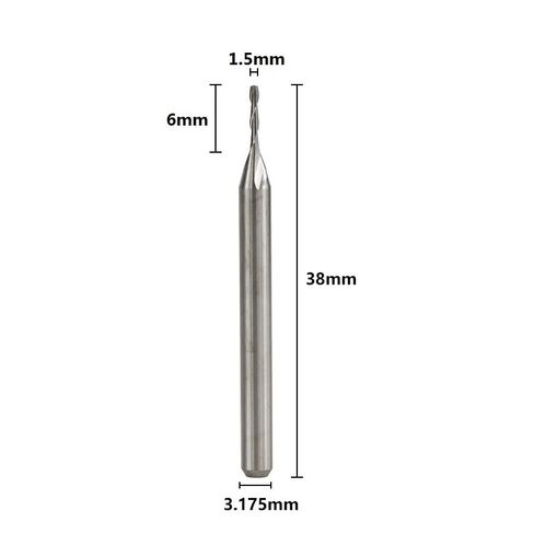10pcs Ball Nose Router Bits 3.175mm Shank Sprial Milling Cutter Carbide End Mill Length 38mm Set 2 Flutes CNC Engraving Bit in Saudi Arabia
