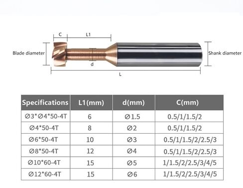 1pcs 4 Flutes T Slot End Mill Cutter 6mm 8mm Shank Integral Tungsten Steel HRC55 Milling CNC Grooving Knife Carbide Router Bits in Saudi Arabia