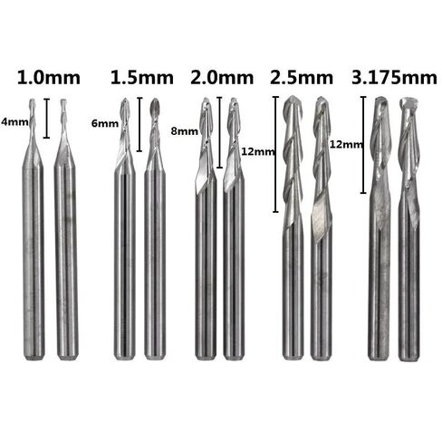 10pcs Ball Nose Carbide End Mill 1/8 Inch Shank Spiral CNC Router Bit Wood Engraving 2 Flutes Cutting Tool Edge Bits in Saudi Arabia