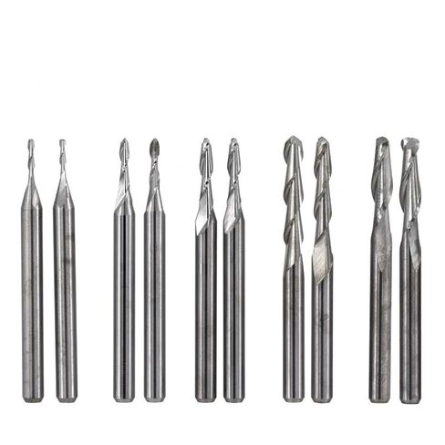 10pcs Ball Nose Carbide End Mill 1/8 Inch Shank Spiral CNC Router Bit Wood Engraving 2 Flutes Cutting Tool Edge Bits in Saudi Arabia