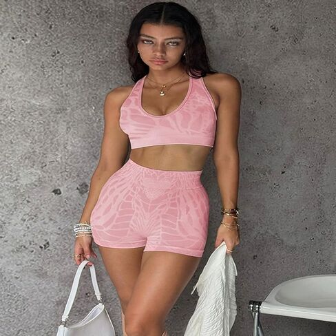 2 PCS Workout Sets for Women High Waisted Seamless Leggings Stretchy Sports Bra Clothes Cool Yoga Activewear Shorts Top Suit in Saudi Arabia