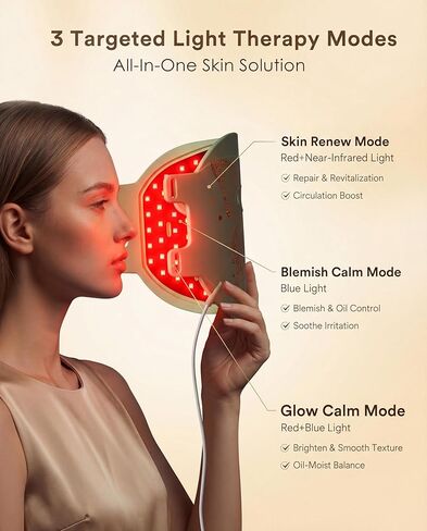 Red Light Therapy for Face, 4 Color Modes Red Light Therapy Mask, FDA-Cleared, 324 LEDs & Infrared for Anti-Wrinkle, Blue Light for Acne & Oil Control, Skin Tightening Home Skincare in Saudi Arabia