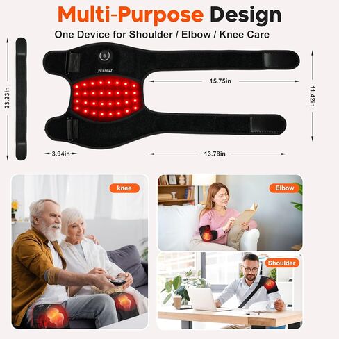 feangli Red Light Therapy for Knee Brace Heated Knee Wrap for Pain Relief, Cordless Infrared Light Therapy for Body/Joint/Shoulder, Heating Pad for Knee, Gifts for Women Men in Kuwait
