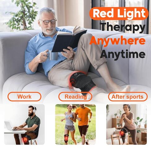 feangli Red Light Therapy for Knee Brace Heated Knee Wrap for Pain Relief, Cordless Infrared Light Therapy for Body/Joint/Shoulder, Heating Pad for Knee, Gifts for Women Men in Kuwait