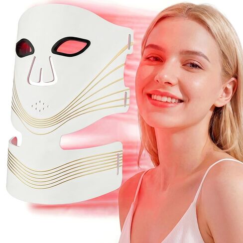 Red Light Therapy Face and Neck Mask - FDA 510 (k) Cleared (K253054) LED Facial Mask for Beauty and Skin Glow | 3 Light Modes, Soft Silicone Rechargeable in Saudi Arabia