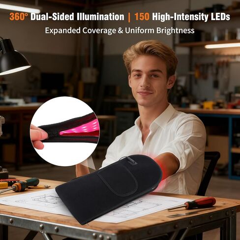 العلاج بالضوء الأحمر لليدين، قفاز العلاج بالضوء لمعصم إصبع الذراع، العلاج بالأشعة تحت الحمراء والعلاج بالضوء الأحمر للجسم، حزام مزدوج الطول الموجي 150 مصباح LED in Kuwait