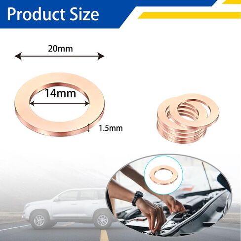 30PCS Oil Drain Plug Gasket, 14mm Copper Oil Crush Washer. Copper Material Has Strong Corrosion Resistance And Good Sealing Fits Most Sedans, SUVs, Trucks, And Vans (30PCS) in Saudi Arabia