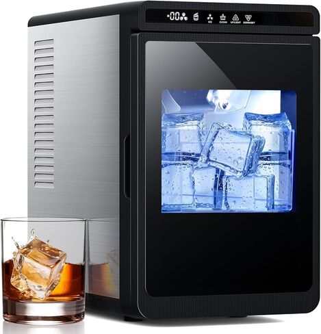 Nugget Ice Maker Machine, Under Counter Ice Machine,Stainless Steel Built-in Freestanding Ice Maker,66Lbs/Day,LCD Panel/Self-Clean/24H Timer,for Home Kitchen Office Bar Party in Saudi Arabia