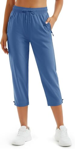 MAGCOMSEN Capri Pants for Women Lightweight Quick Dry Hiking Capris with Pockets Travel Workout Casual Summer UPF 50+ in Saudi Arabia