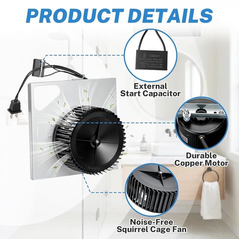 S97015162 استبدال تجميع المحرك لمراوح عادم الحمام Broan NuTone 110 CFM 4 Sones مناسب لسكن 8 بوصة × 8-1/4 بوصة متوافق مع 678-G 683-C 770RLTK 684-D وأكثر كفاءة مع ضوضاء منخفضة in Kuwait
