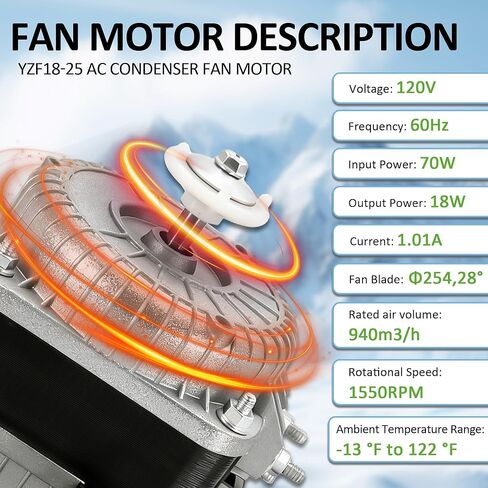 YZF18-25 محرك مروحة مكثف 120 فولت 60 هرتز 1550 دورة في الدقيقة 18/70 وات 1.01 أمبير مبخر مبرد بعمود مظلل محرك مروحة تيار متردد لمعدات التهوية الصغيرة ومبردات الثلاجة وآلات البيع in Kuwait