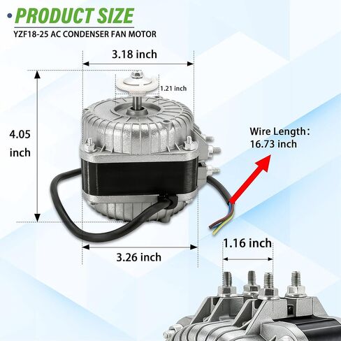 YZF18-25 محرك مروحة مكثف 120 فولت 60 هرتز 1550 دورة في الدقيقة 18/70 وات 1.01 أمبير مبخر مبرد بعمود مظلل محرك مروحة تيار متردد لمعدات التهوية الصغيرة ومبردات الثلاجة وآلات البيع in Kuwait