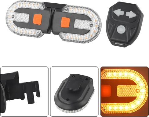 Bike Tail Light with Remote Control and Turn Signals, USB Rechargeable Bright LED Yellow and Red Lamps, 5 Lighting Modes, IPX6 Waterproof for Mountain and Road Bikes, Bike Turn Signal Light in Saudi Arabia