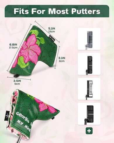 Big Teeth Golf Putter Cover Blade, Df3 Putter Cover for L.A.B. Df3 Golf Putter Headcover “Georgia On My Mind" Masters Theme Df3 Putter Headcover Magnetic Closure Green Peaches, Azaleas in Saudi Arabia