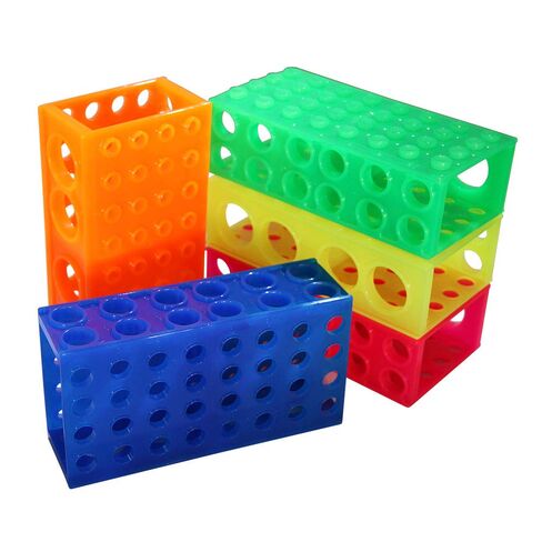 64-Place Flipper Microtube Rack w/Tray (5 Racks) - Durable Reversible Fluorescent Rack to Accommodate Popular Tube Sizes - Chemically Resistant Polypropylene Tubes - Laboratory Equipment in Kuwait