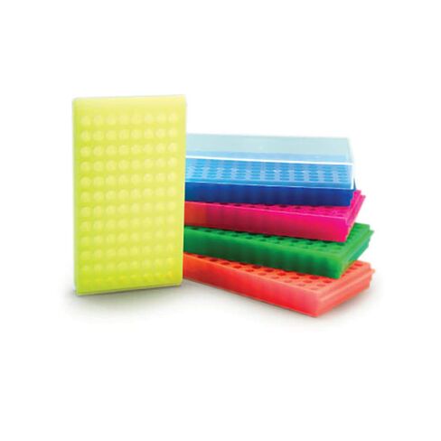 64-Place Flipper Microtube Rack w/Tray (5 Racks) - Durable Reversible Fluorescent Rack to Accommodate Popular Tube Sizes - Chemically Resistant Polypropylene Tubes - Laboratory Equipment in Kuwait