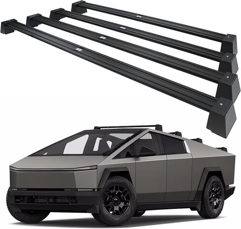 Super Heavy-Duty Roof Rack Crossbars Upgration for Tesla Cybertruck Specific fit Factory Mouting Points Aluminum Body Loading Weight at 550lbs MAX (Sold as 4pcs) (3pcs) in Saudi Arabia