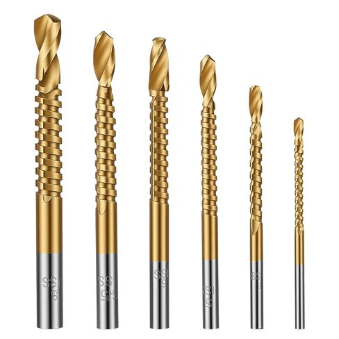 Grevosea 6 Pack Titanium Drill Bit Set, HSS Twist Drill Bits 3/4/5/6/6.5/8mm Serrated Side Cutting Drill Bit for Hard Metal Steel Alloy and Building Engineering Woodworking Tools in Saudi Arabia