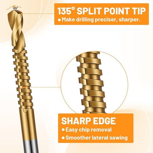 Grevosea 6 Pack Titanium Drill Bit Set, HSS Twist Drill Bits 3/4/5/6/6.5/8mm Serrated Side Cutting Drill Bit for Hard Metal Steel Alloy and Building Engineering Woodworking Tools in Saudi Arabia