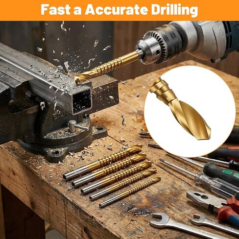 Grevosea 6 Pack Titanium Drill Bit Set, HSS Twist Drill Bits 3/4/5/6/6.5/8mm Serrated Side Cutting Drill Bit for Hard Metal Steel Alloy and Building Engineering Woodworking Tools in Saudi Arabia