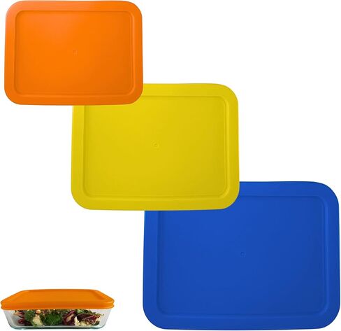 Klareware 3 Cup 6 Cup 11 Cup Rectangle Plastic Storage Storage Lids Covers for Klareware و Pyrex 7210-PC 7211-PC 7212-PC Bowls (حاوية غير متضمنة) (الأزرق الأحمر الفيروزي) in Saudi Arabia
