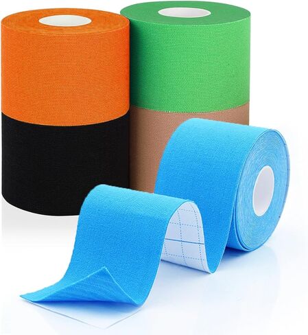 5 Rolls Kinesiology Tape 1.5inch x 16.4feet Waterproof Athletic Tape 5 Colors Uncut Kinetic Tape, Breathable Cotton Elastic Muscle Tape for Knee Wrists Ankle Sports in Saudi Arabia