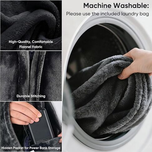 Large 71" x 43" Flannel Heated Blanket Shawl, Includes a Power Banks,11 Heating Zones, 3 Heat Settings, 1–6H Timer, Wearable, Soft & Machine Washable in Saudi Arabia
