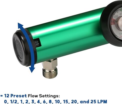 قياس 0-25LPM O2 منظم الأكسجين الصغير يناسب مقياس CGA-870، بدون موصل دوار لأنابيب الأكسجين in Kuwait