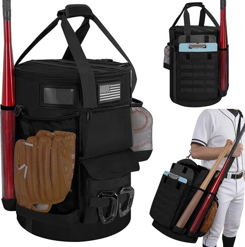 حقيبة دلو البيسبول ، غطاء دلو الكرة اللينة على الطراز التكتيكي لـ 6 جالون دلو ، منظم إكسسوارات التدريب مع عدة جيوب للمضرب ، القفازات ، لوحة النتائج in Kuwait