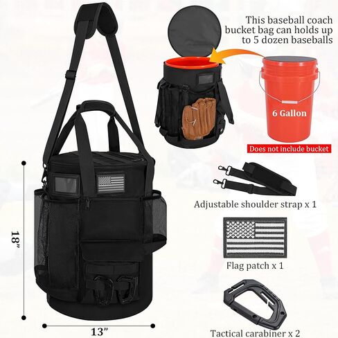 حقيبة دلو البيسبول ، غطاء دلو الكرة اللينة على الطراز التكتيكي لـ 6 جالون دلو ، منظم إكسسوارات التدريب مع عدة جيوب للمضرب ، القفازات ، لوحة النتائج in Kuwait