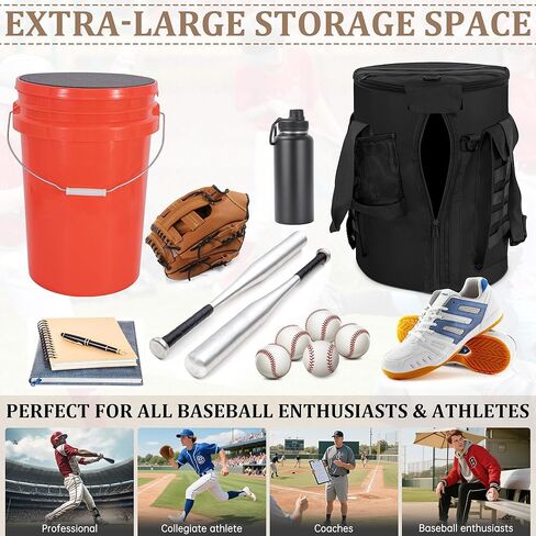 حقيبة دلو البيسبول ، غطاء دلو الكرة اللينة على الطراز التكتيكي لـ 6 جالون دلو ، منظم إكسسوارات التدريب مع عدة جيوب للمضرب ، القفازات ، لوحة النتائج in Kuwait