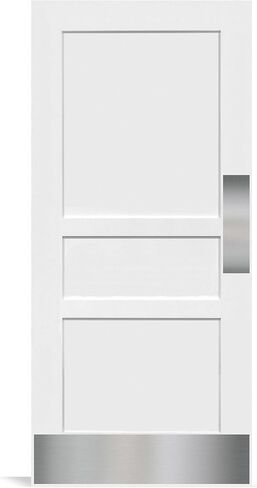 Deck The Door Satin Nickel Door Plate Bundle – Includes 8"x34" Kick Plate & 3"x12" Push Plate – Anodized Aluminum with Easy 3M Self-Adhesive Install in Saudi Arabia