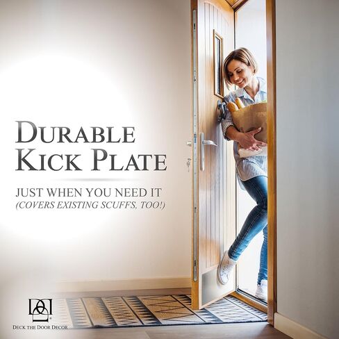 Deck The Door Satin Nickel Door Plate Bundle – Includes 8"x34" Kick Plate & 3"x12" Push Plate – Anodized Aluminum with Easy 3M Self-Adhesive Install in Saudi Arabia