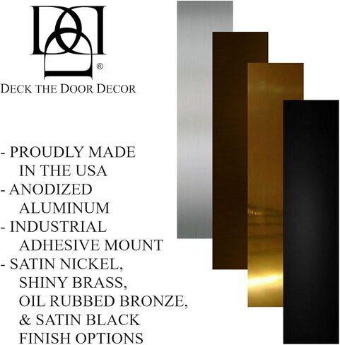 Deck The Door Satin Nickel Door Plate Bundle – Includes 8"x34" Kick Plate & 3"x12" Push Plate – Anodized Aluminum with Easy 3M Self-Adhesive Install in Saudi Arabia