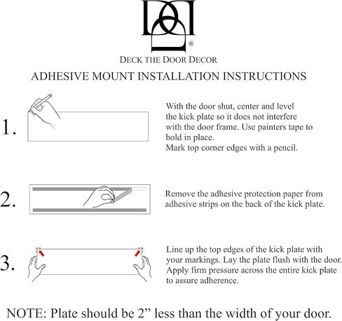 Deck the Door Decor | Door Push Plate - 3M Adhesive Mount - Multiple Sizes & Finishes (Shiny Brass, 4 x 16) in Saudi Arabia