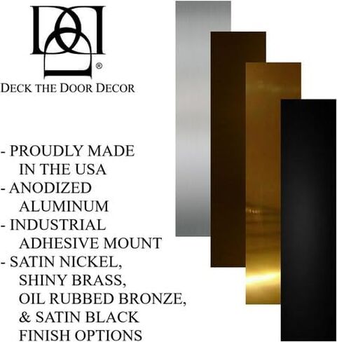 Deck the Door Decor | Door Push Plate - 3M Adhesive Mount - Multiple Sizes & Finishes (Shiny Brass, 4 x 16) in Saudi Arabia