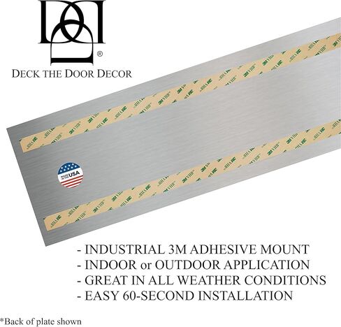 Deck the Door Decor | Door Push Plate - 3M Adhesive Mount - Multiple Sizes & Finishes (Shiny Brass, 4 x 16) in Saudi Arabia