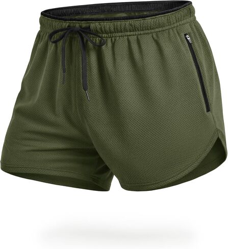 MAGCOMSEN Men's Mesh Running 3" Shorts Quick Dry Lightweight Athletic Workout Gym Shorts Zipper Pockets in Saudi Arabia