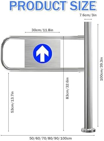 Metal Swing Gate for Supermarket Entrance Security, 90° Opening Safety Barrier with Closure Device for Supermarkets, Libraries - Durable 60x100cm Metal Gate in Saudi Arabia